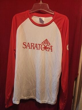 A.P.C. Red and White Long Sleeve Raglan Shirt